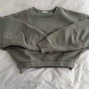 Olive Green Cropped Sweatshirt